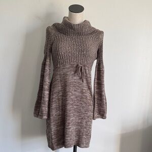 Calvin Klein Brown Tan Marled Ribbed Long Sleeve Sweater Dress Size Medium